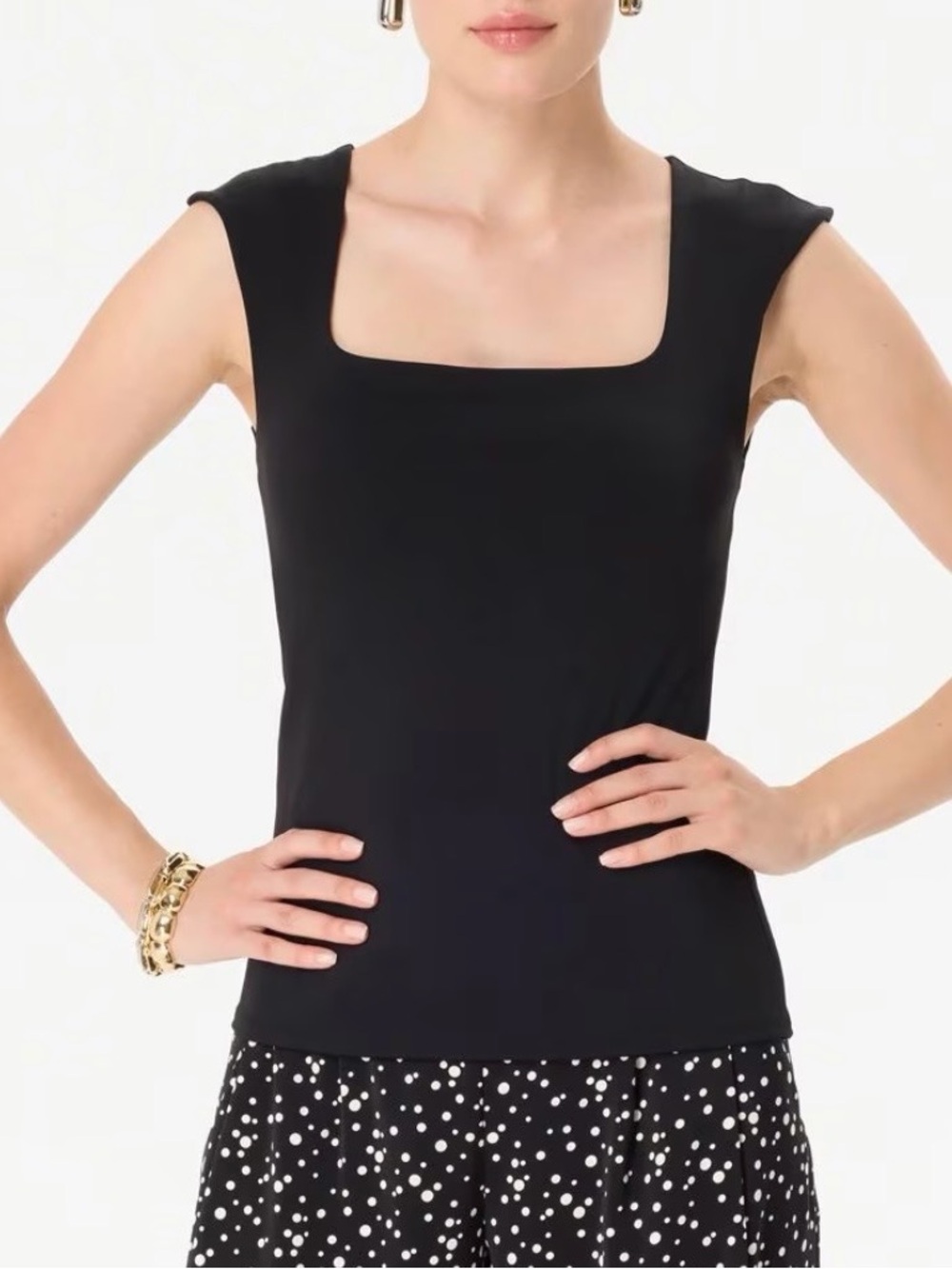 WHBM Forme Black Square-Neck Tank Top XS